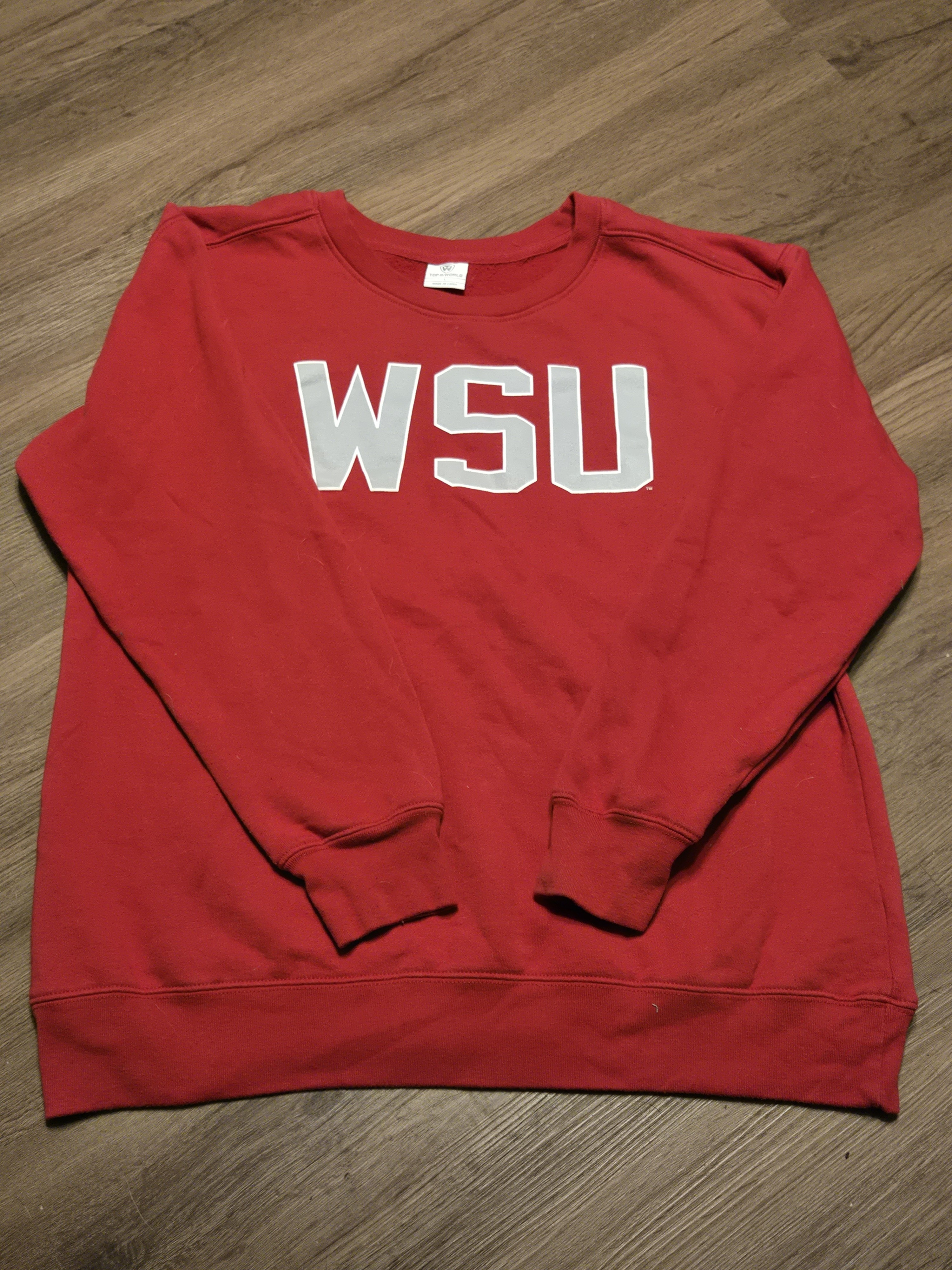 Top Of The World Red Vintage Wsu Crewneck Sweatshirt With White Letters